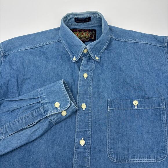 Ralph Lauren Other - Vintage Ralph Lauren Chaps 15 32-33 Blue Denim Long Sleeve Button Down Shirt
